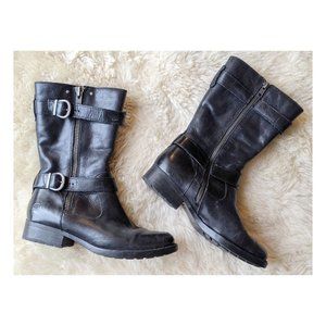 BORN Black Leather Moto Boots